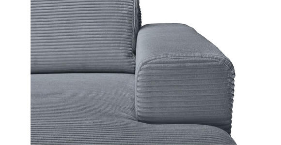 ECKSOFA Dunkelgrau Cord Rückenkissen, Bettkasten, Schlaffunktion, Rücken echt, Liegefläche im Originalstoff  - Dunkelgrau/Schwarz, KONVENTIONELL, Textil/Metall (240/150cm) - Carryhome