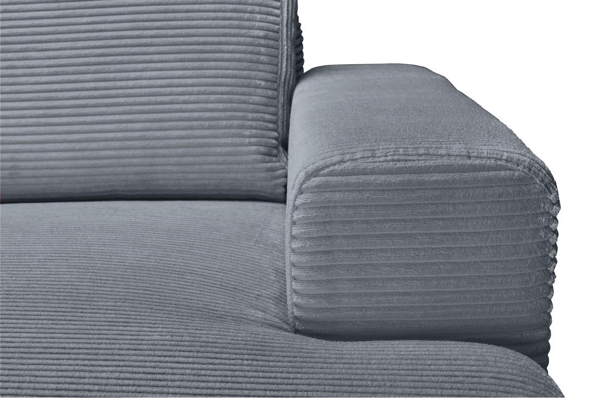 ECKSOFA Dunkelgrau Cord  - Dunkelgrau/Schwarz, KONVENTIONELL, Textil/Metall (240/150cm) - Carryhome
