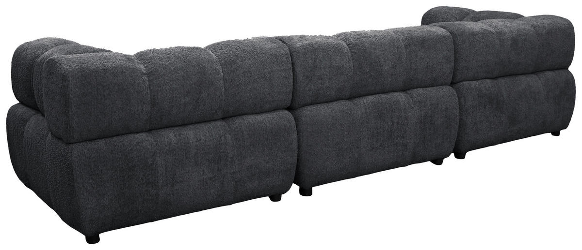 ECKSOFA ZAK Dunkelgrau Bouclé  - Dunkelgrau/Schwarz, Design, Kunststoff/Textil (280/186cm) - MID.YOU