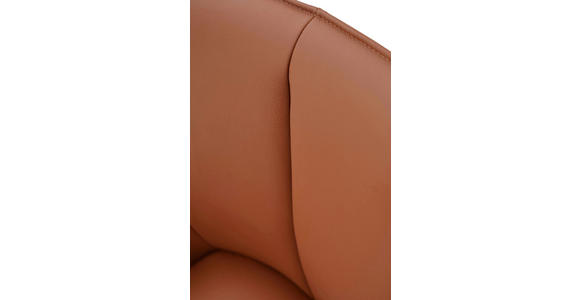 ARMLEHNSTUHL in Eisen Echtleder pigmentiert - Cognac/Schwarz, Design, Leder/Metall (64/87/60cm) - Novel