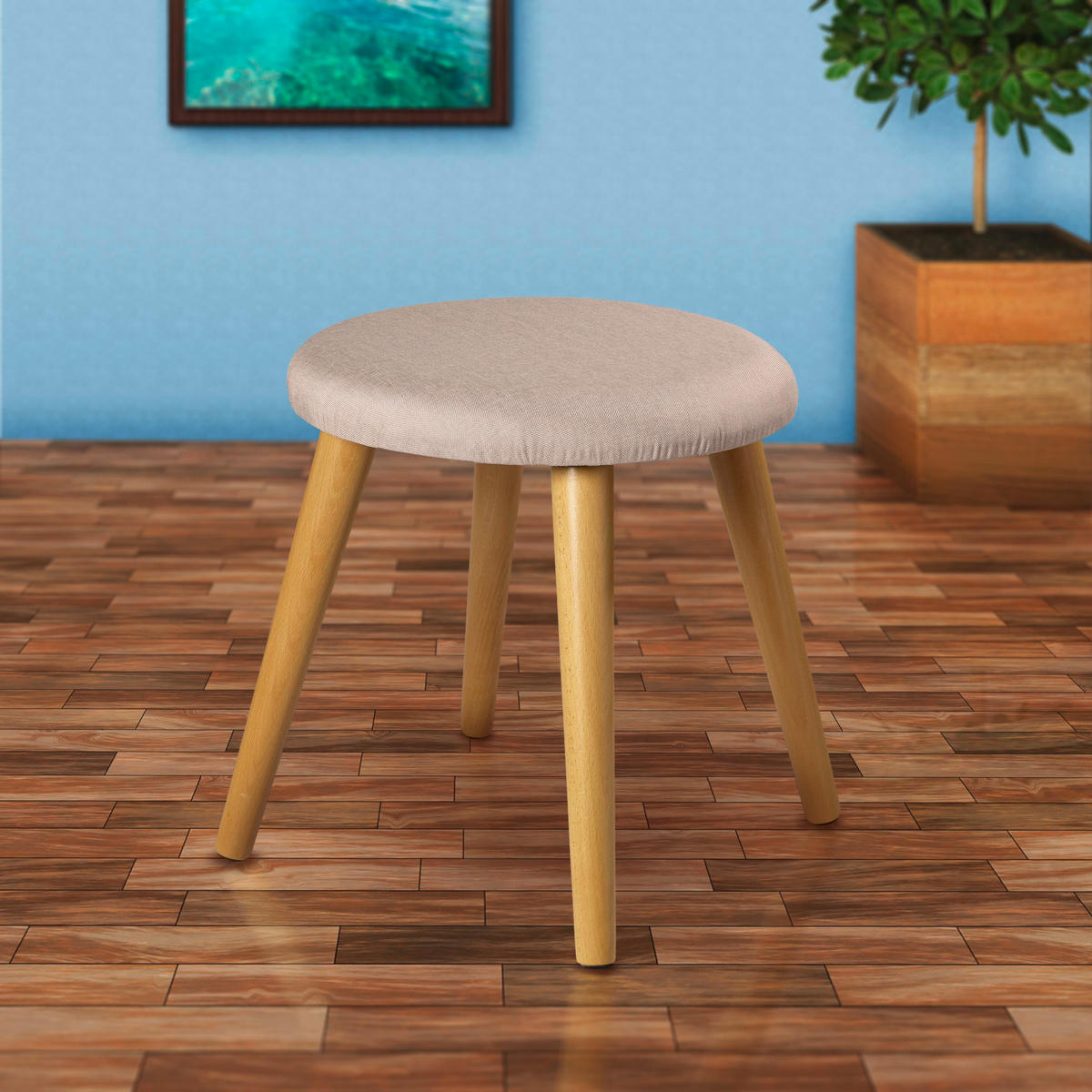 HOCKER Struktur Creme  - Creme, Design, Holz/Textil (40/42/40cm) - Echtwerk