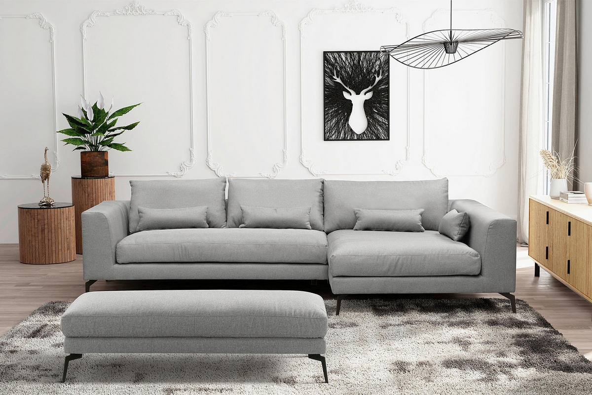 HOCKER BERLIN Webstoff Grau  - Schwarz/Grau, Design, Textil/Metall (163/46/62cm) - Livetastic