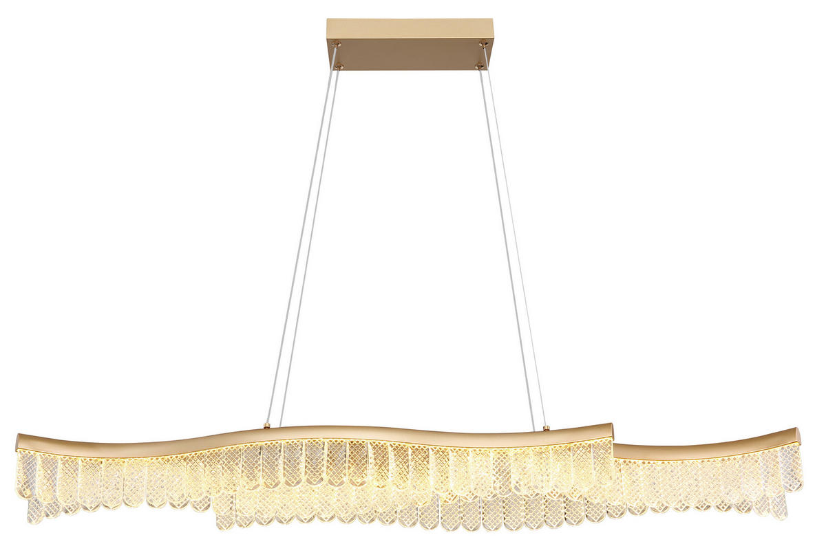 LED FÜGGŐLÁMPA 108/18/135 cm  - aranyszínű/átlátszó, Design, műanyag/fém (108/18/135cm) - Globo