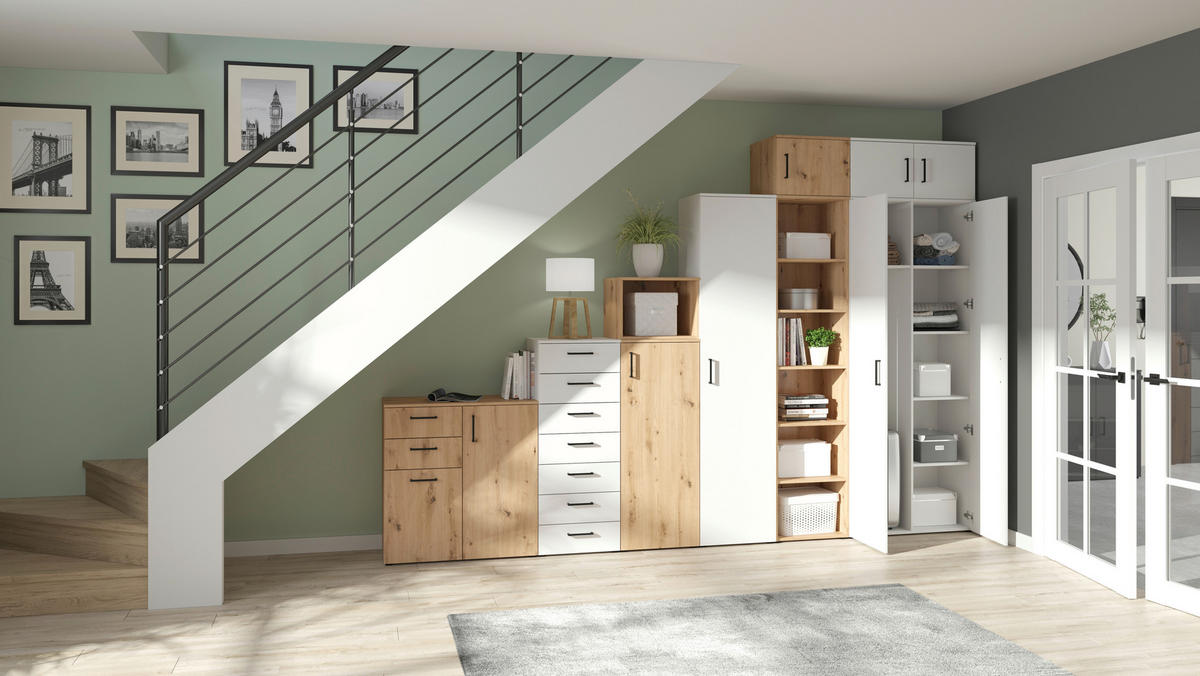 MEHRZWECKSCHRANK 80/195/40 cm  in Weiß  - Anthrazit/Schwarz, MODERN, Holzwerkstoff/Kunststoff (80/195/40cm) - Carryhome