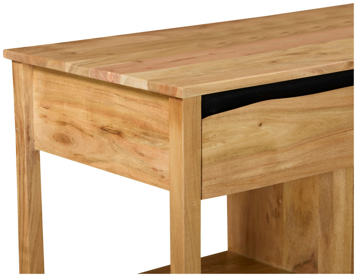 SERVIERWAGEN Akazie vollmassiv Schwarz, Akaziefarben  - Schwarz/Akaziefarben, Natur, Holz/Kunststoff (100/90/48cm) - Livetastic