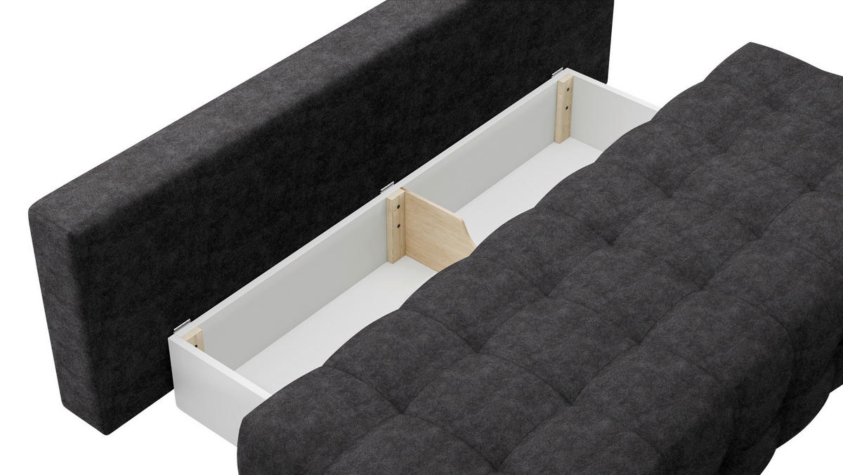 SCHLAFSOFA in Velours Dunkelgrau  - Dunkelgrau/Schwarz, KONVENTIONELL, Kunststoff/Textil (209/96/100cm) - Stylife