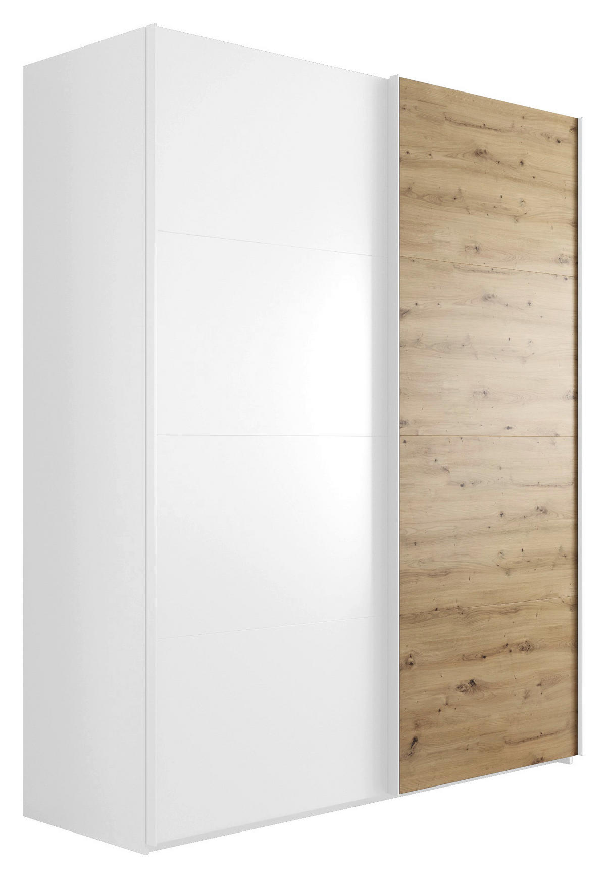 SCHWEBETÜRENSCHRANK 181/223/68 cm 2-türig Eiche Artisan, Weiß  - Weiß/Eiche Artisan, KONVENTIONELL, Holzwerkstoff/Metall (181/223/68cm) - home24