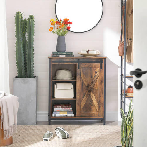 KOMODA, hnědá, černá, 70/80/30 cm - černá/hnědá, Trend, kov/kompozitní dřevo (70/80/30cm) - Boxxx