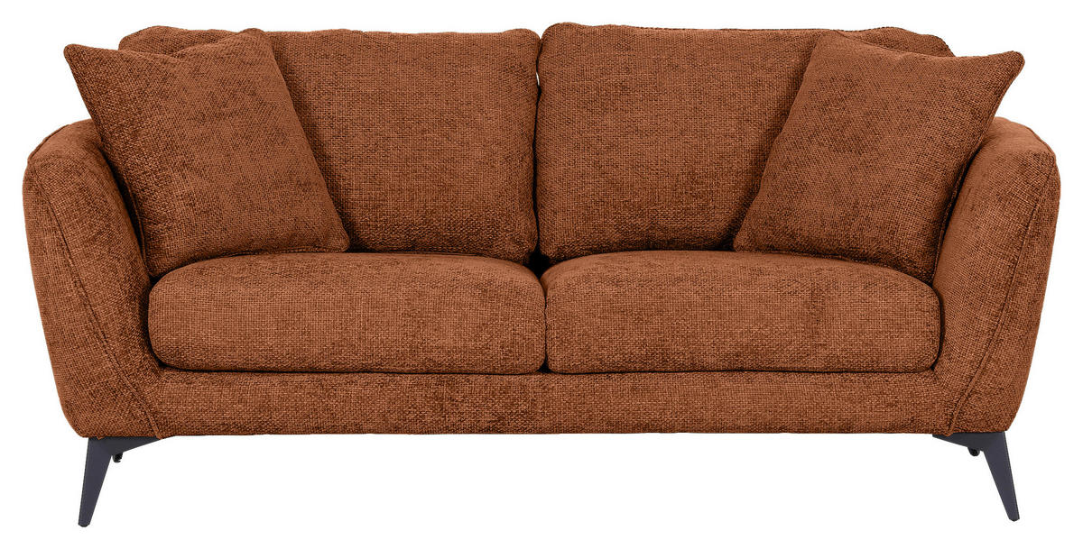 2-SITZER-SOFA Chenille Braun  - Schwarz/Braun, KONVENTIONELL, Textil/Metall (190/70/98cm) - Carryhome