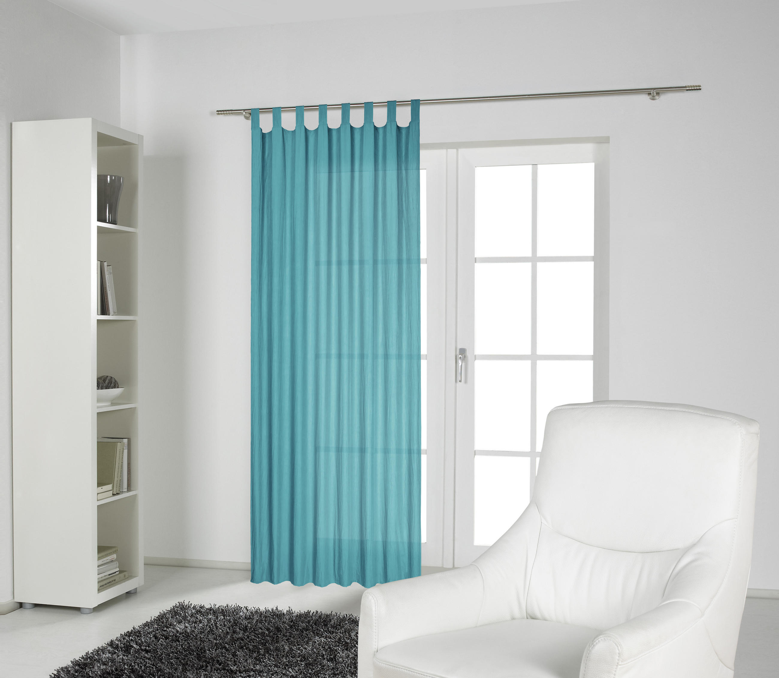 ZAVESA Z ZANKAMI POLO, TURKIZ  pol prosojno  135/245 cm   - turkizna, Konvencionalno, tekstil (135/245cm) - Boxxx