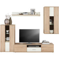 HYLLKOMBINATION  i vit, ekfärgad  236/184/40 cm  - vit/kromfärg, Klassisk, trämaterial/glas (236/184/40cm) - Ti'me