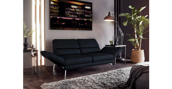 2-SITZER-SOFA Echtleder Dunkelblau  - Chromfarben/Dunkelblau, Design, Leder/Metall (198-246/83/96-187cm) - Dieter Knoll