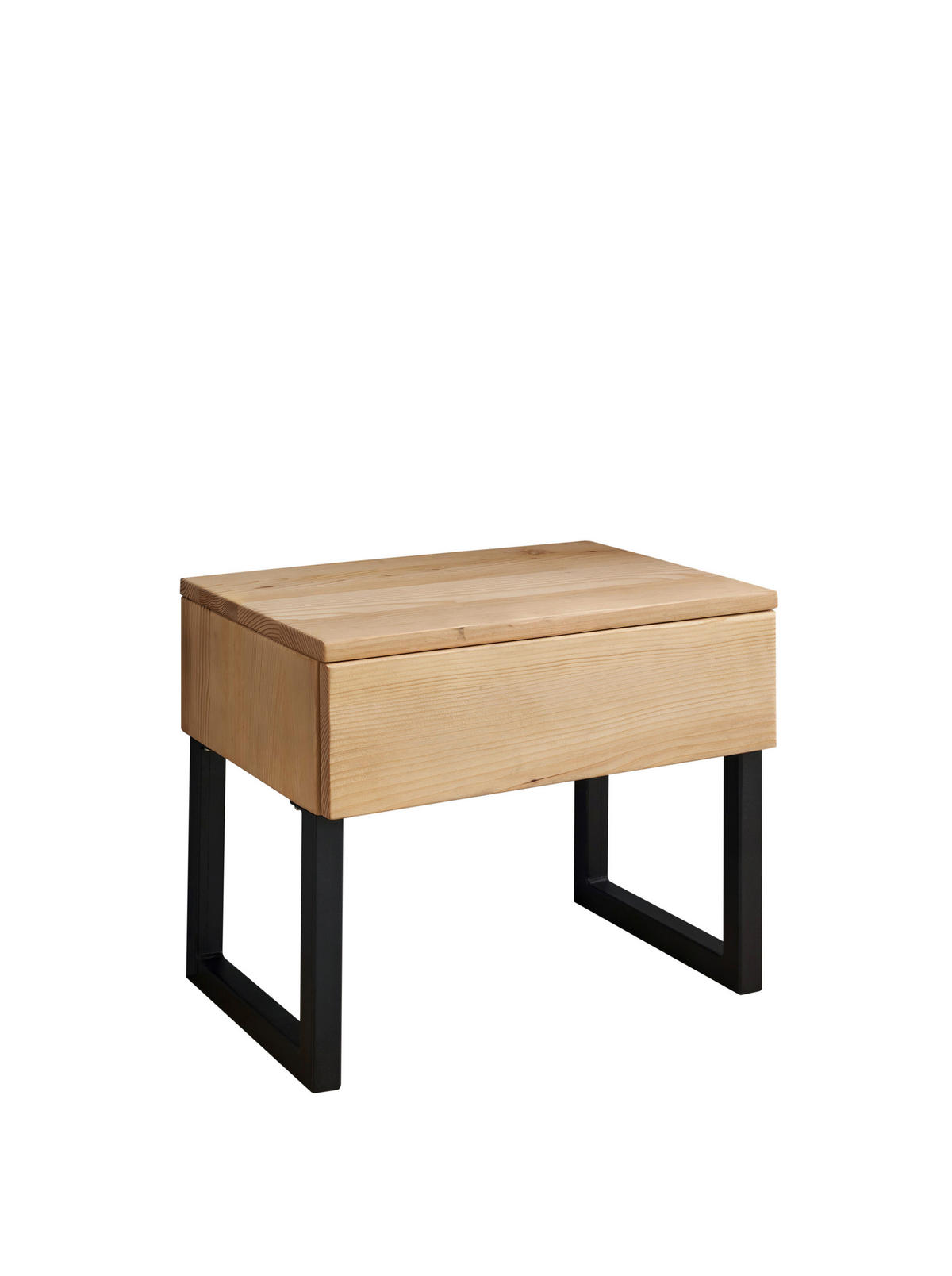 NOPTIERĂ in masiv molid negru, culoare lemn molid  - culoare lemn molid/negru, Lifestyle, lemn/metal (50/42/36cm) - Linea Natura
