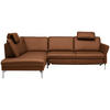 ECKSOFA in Echtleder Hellbraun  - Hellbraun/Alufarben, Konventionell, Leder/Metall (220/284cm) - Beldomo Premium
