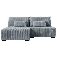 ECKSOFA in Cord Grau  - Schwarz/Grau, Modern, Holz/Textil (145/210cm) - MID.YOU