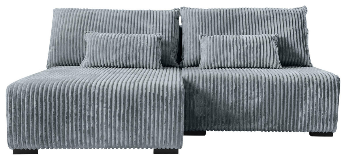 ECKSOFA in Cord Grau  - Schwarz/Grau, Modern, Holz/Textil (145/210cm) - MID.YOU