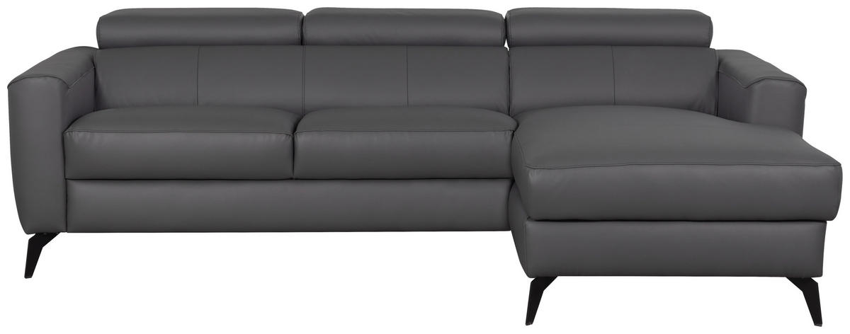 SEDACIA SÚPRAVA, koža, textil, antracitová - čierna/antracitová, kov/koža (235/73-97/179cm) - Celina Home