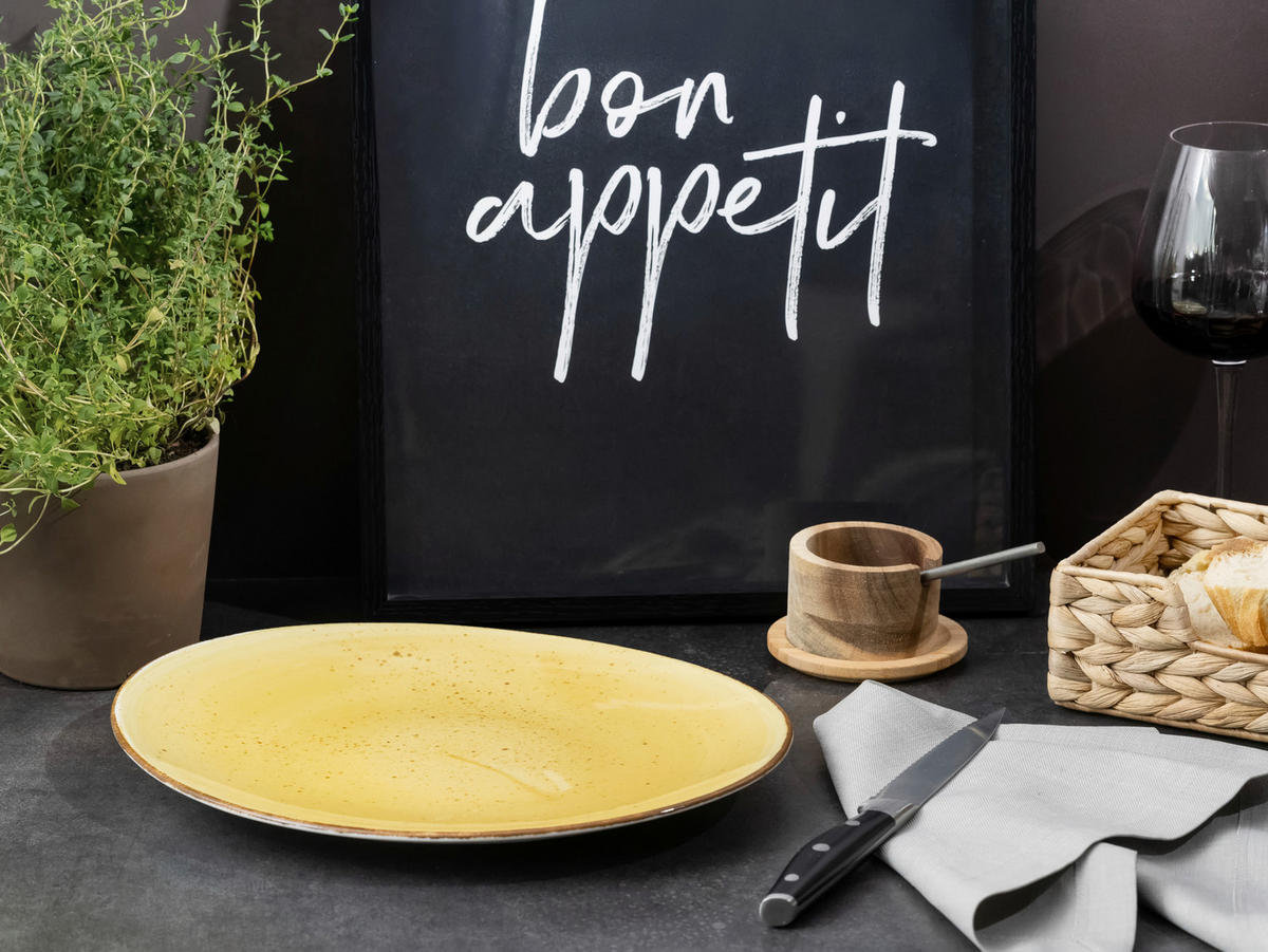 STEAKTELLERSET Vintage Nature Curry 4-teilig  - Currygelb, Basics, Keramik - Creatable