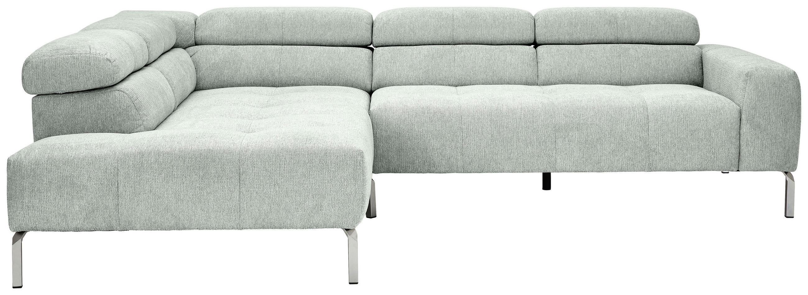 ECKSOFA Grau Flachgewebe  - Chromfarben/Grau, KONVENTIONELL, Textil/Metall (224/282cm) - Hom`in