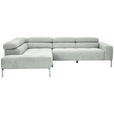 ECKSOFA Grau Flachgewebe  - Chromfarben/Grau, KONVENTIONELL, Textil/Metall (224/282cm) - Hom`in