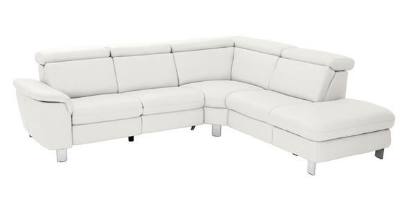 WOHNLANDSCHAFT in Leder Weiß - Alufarben/Weiß, Design, Leder/Metall (271/242cm) - Cantus