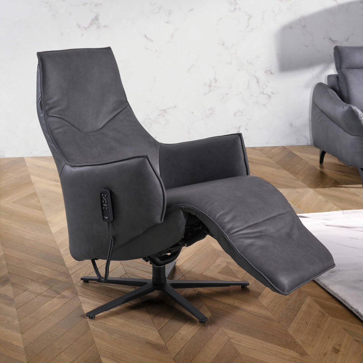 ECKSOFA in Echtleder Graubraun  - Edelstahlfarben/Graubraun, Konventionell, Leder/Metall (296/242cm) - Himolla Komfortklass