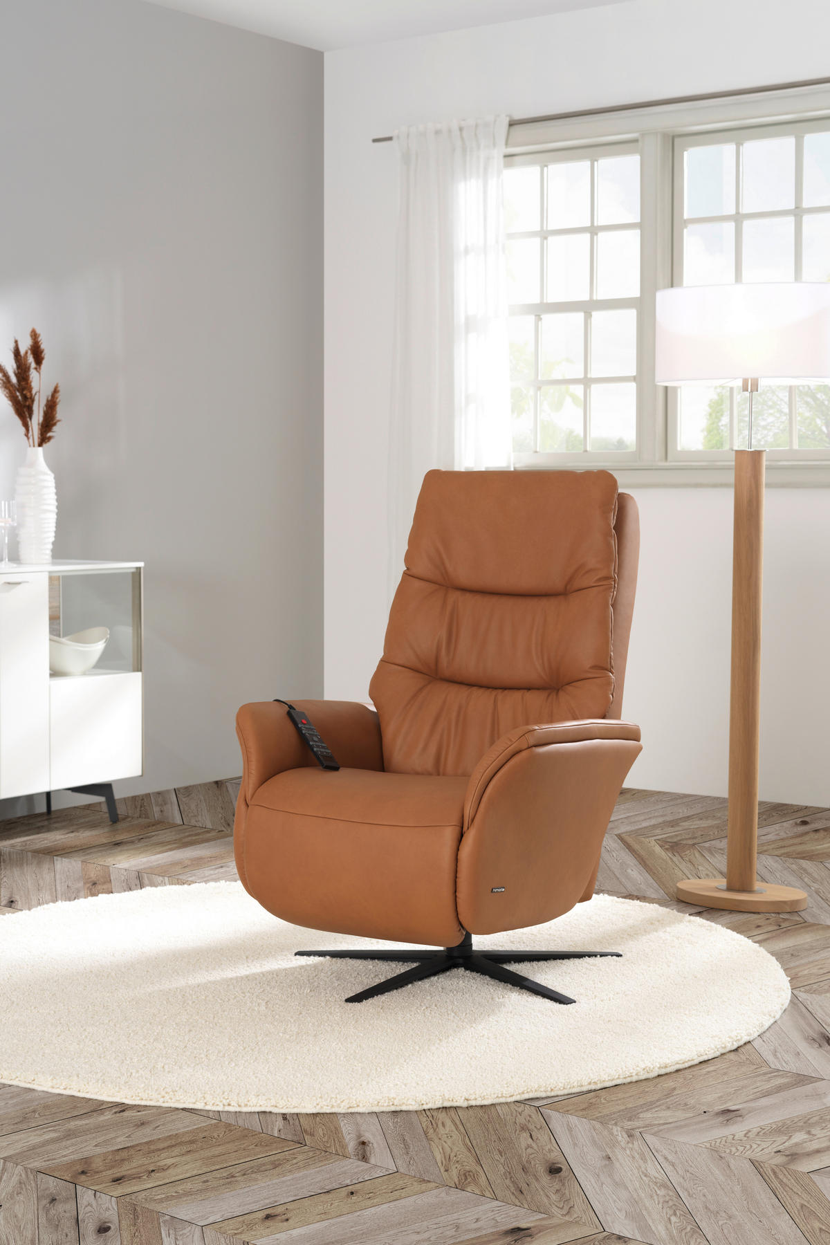 MASSAGESESSEL in Cognac  - Cognac/Anthrazit, Konventionell, Leder/Metall (74/114/97cm) - Himolla