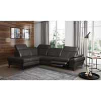 ECKSOFA  in Lederlook Echtleder Dunkelbraun  211/264 cm  - Dunkelbraun/Schwarz, Design, Leder/Textil (211/264cm) - Livetastic