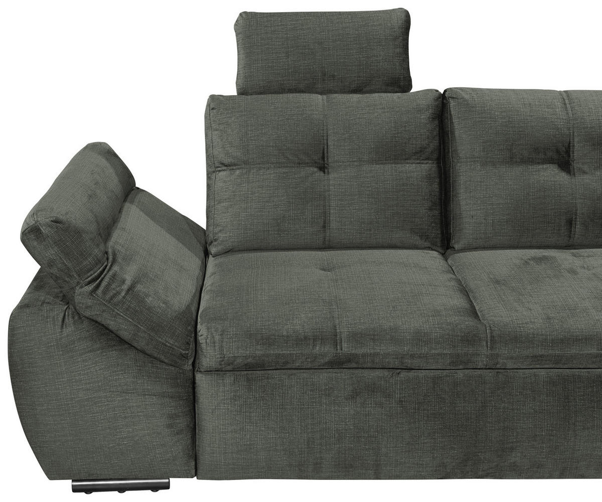 ECKSOFA in Mikrovelours Dunkelgrün  - Dunkelgrün/Schwarz, Konventionell, Kunststoff/Textil (275/170cm) - Carryhome