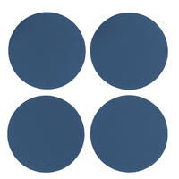 GLASUNTERSETZER  - Blau, Basics, Leder (11/11/0.2cm)