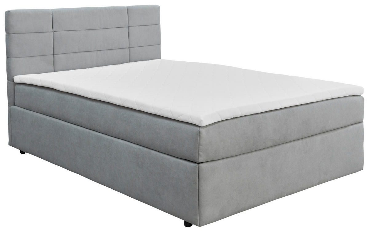 BOXBETT 140/200 cm,  in Grau, Matratze, Topper, Rollrost, H2 = mittel  - Schwarz/Kieferfarben, KONVENTIONELL, Holz/Kunststoff (140/200cm) - Boxxx