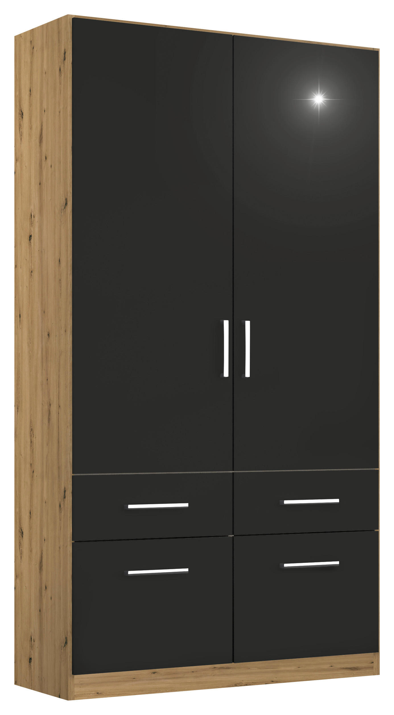 DREHTÜRENSCHRANK Grau, Eiche Artisan  - Chromfarben/Eiche Artisan, Modern, Holzwerkstoff/Kunststoff (91/210/54cm) - Rauch Möbel