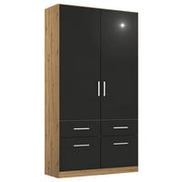 GARDEROB MED GÅNGJÄRNSDÖRRAR 91/197/54 cm ek Artisan, grå  - kromfärg/grå, Modern, trämaterial/plast (91/197/54cm) - Rauch Möbel