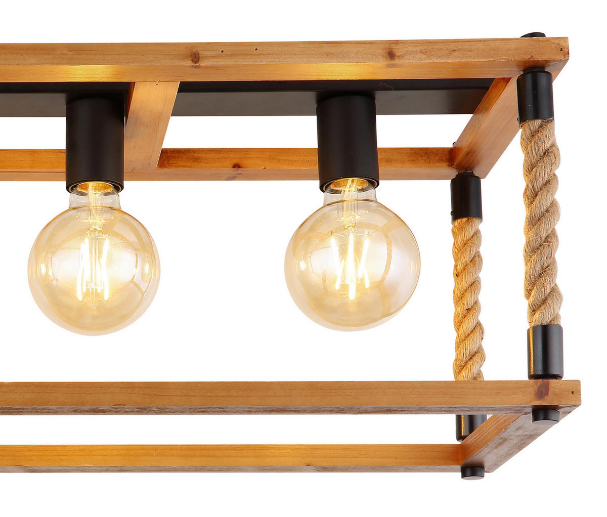 DECKENLEUCHTE    80/25/31 cm  - Schwarz/Braun, Natur, Naturmaterialien/Holz (80/25/31cm) - Globo