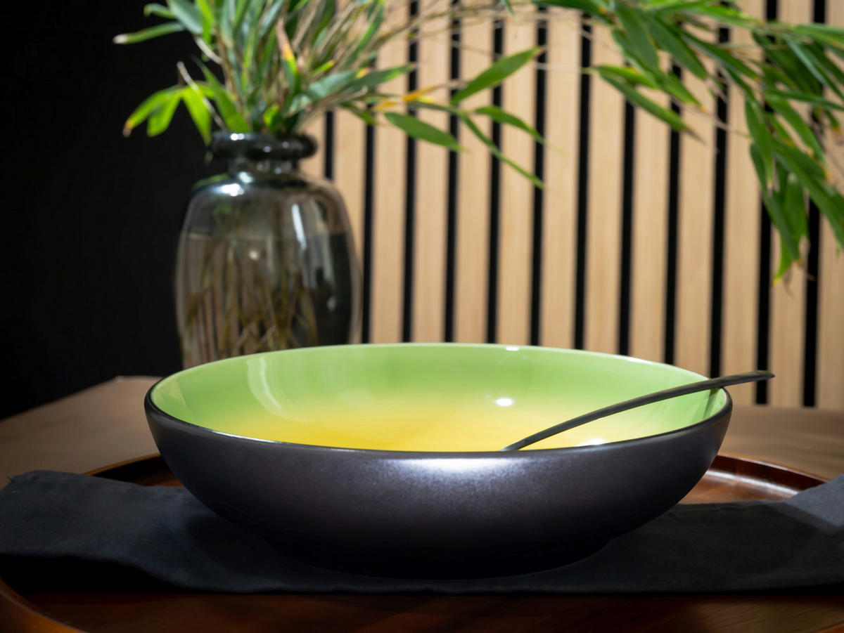 MÉLYTÁNYÉR KÉSZLET 22/5 cm  - fekete/világossárga, Trend, kerámia (22/5cm) - Creatable