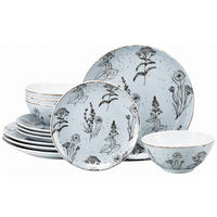 SERVIS Vintage Flower Stein 12 delar  - ljusgrå, Basics, keramik - Creatable