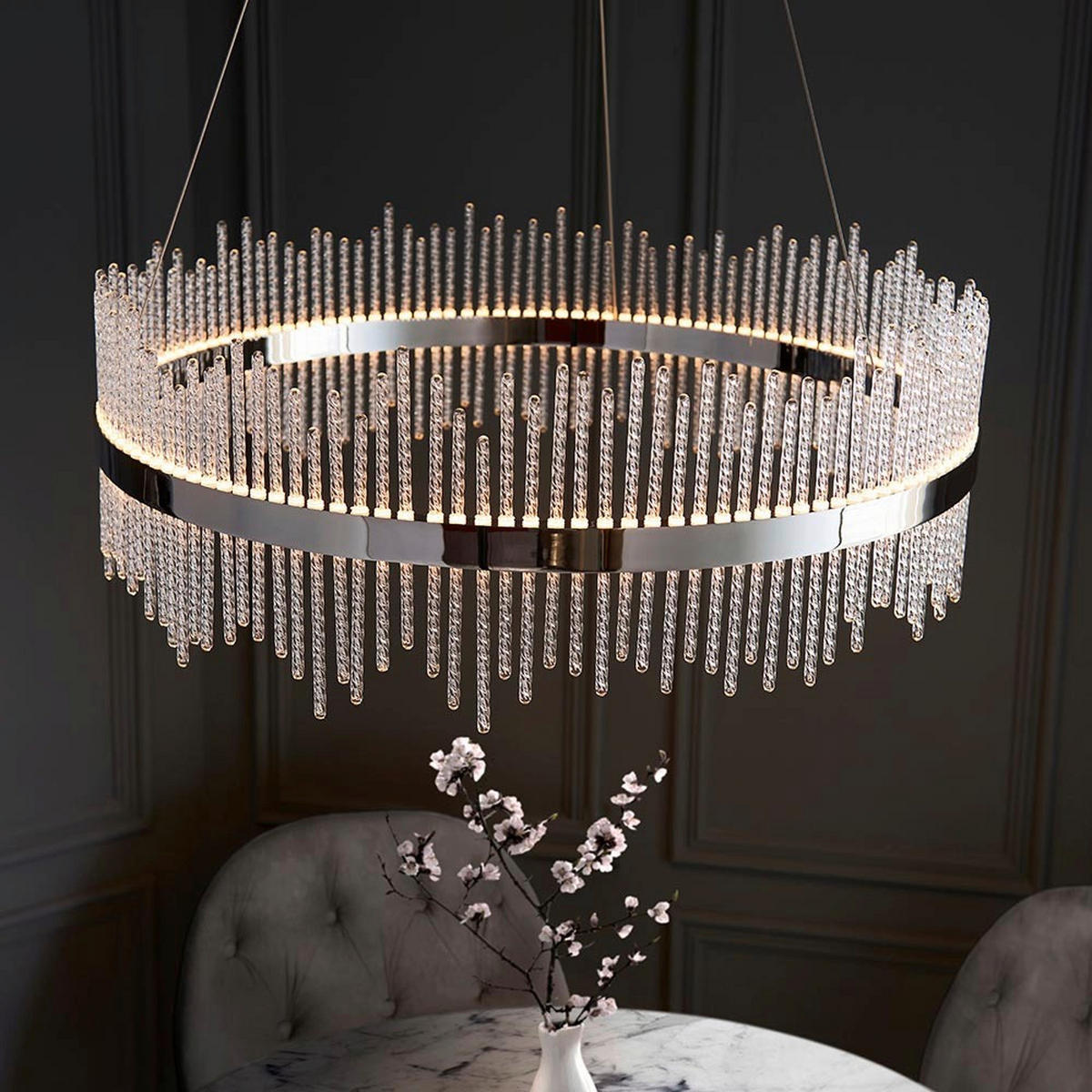 PENDELLEUCHTE Endon Adriel 70/35-163 cm   - Chromfarben, KONVENTIONELL, Metall (70/35-163cm) - ENDON