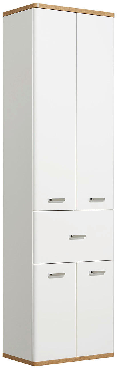 HOCHSCHRANK XORA "NALA" 53/185,5/33 cm  - Chromfarben/Eichefarben, KONVENTIONELL, Glas/Holzwerkstoff (53/185,5/33cm) - Xora