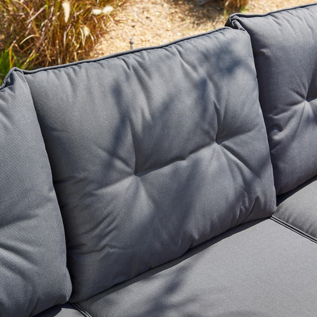 JEDÁLENSKÁ TERASOVÁ SÚPRAVA 18-dielne, kov, plast, sklo, textil - čierna/sivá, Konventionell, kov/textil (209/203cm) - Ambia Garden