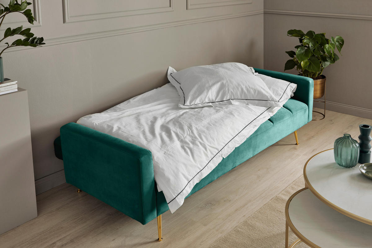 SCHLAFSOFA Grün, Opal  - Goldfarben/Opal, MODERN, Holz/Textil (213/84/84cm) - Livetastic