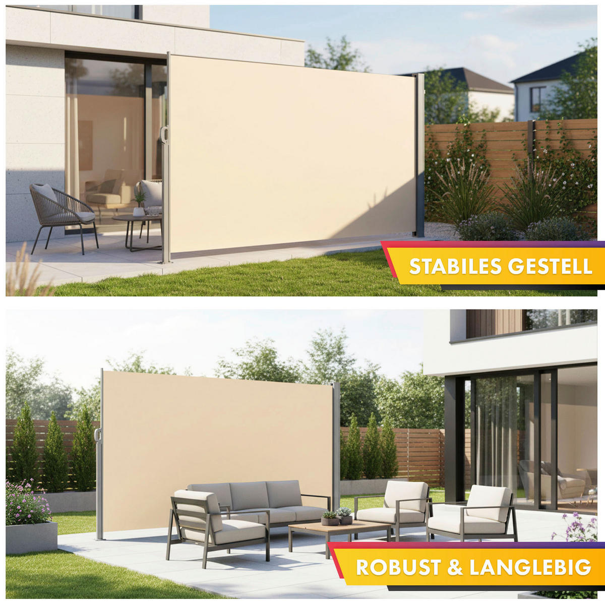 MARKISE - Beige/Silberfarben, Basics, Kunststoff/Metall (300/140cm)