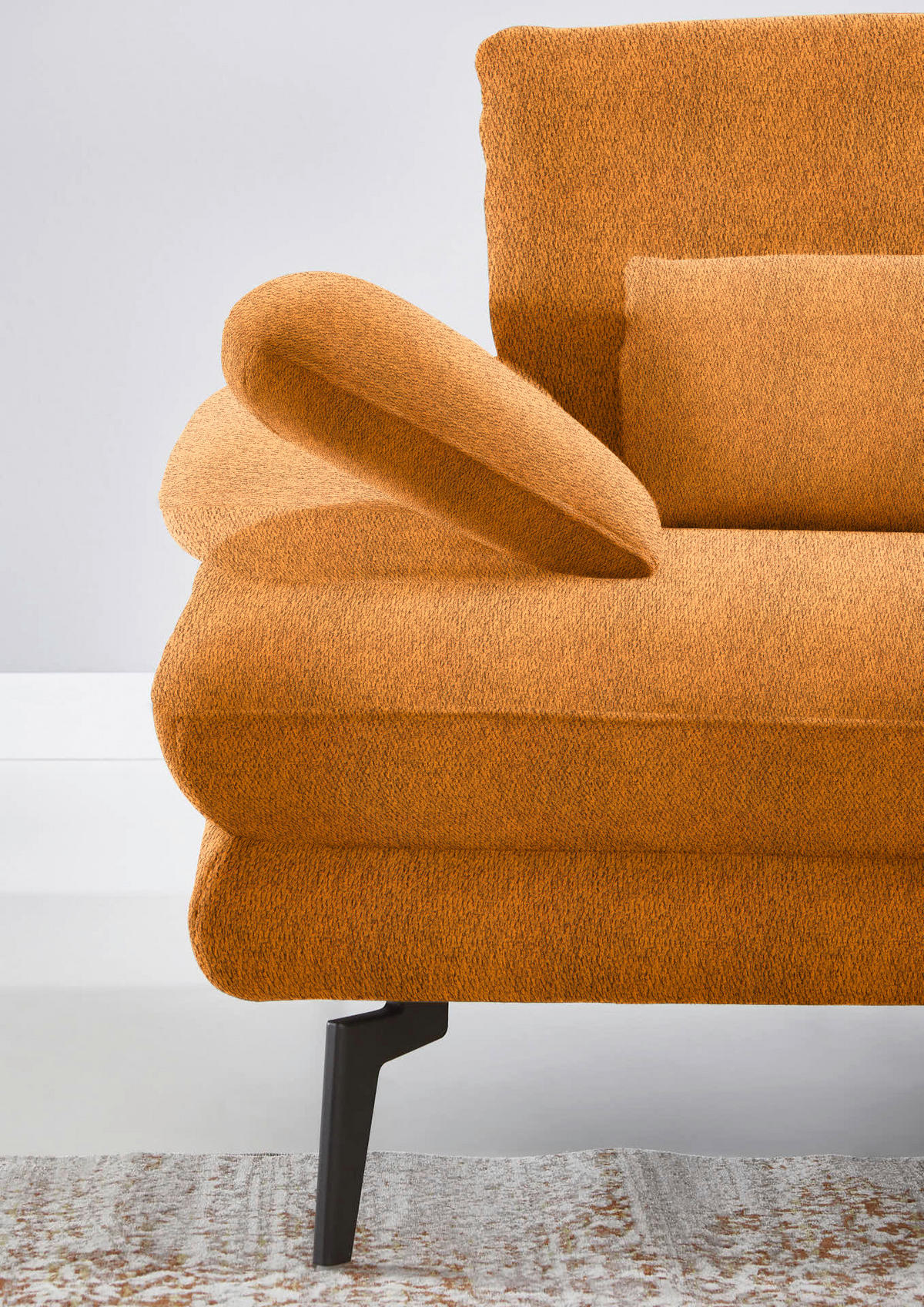 ECKSOFA in Chenille Orange  - Schwarz/Orange, Design, Textil/Metall (310/180cm) - Dieter Knoll