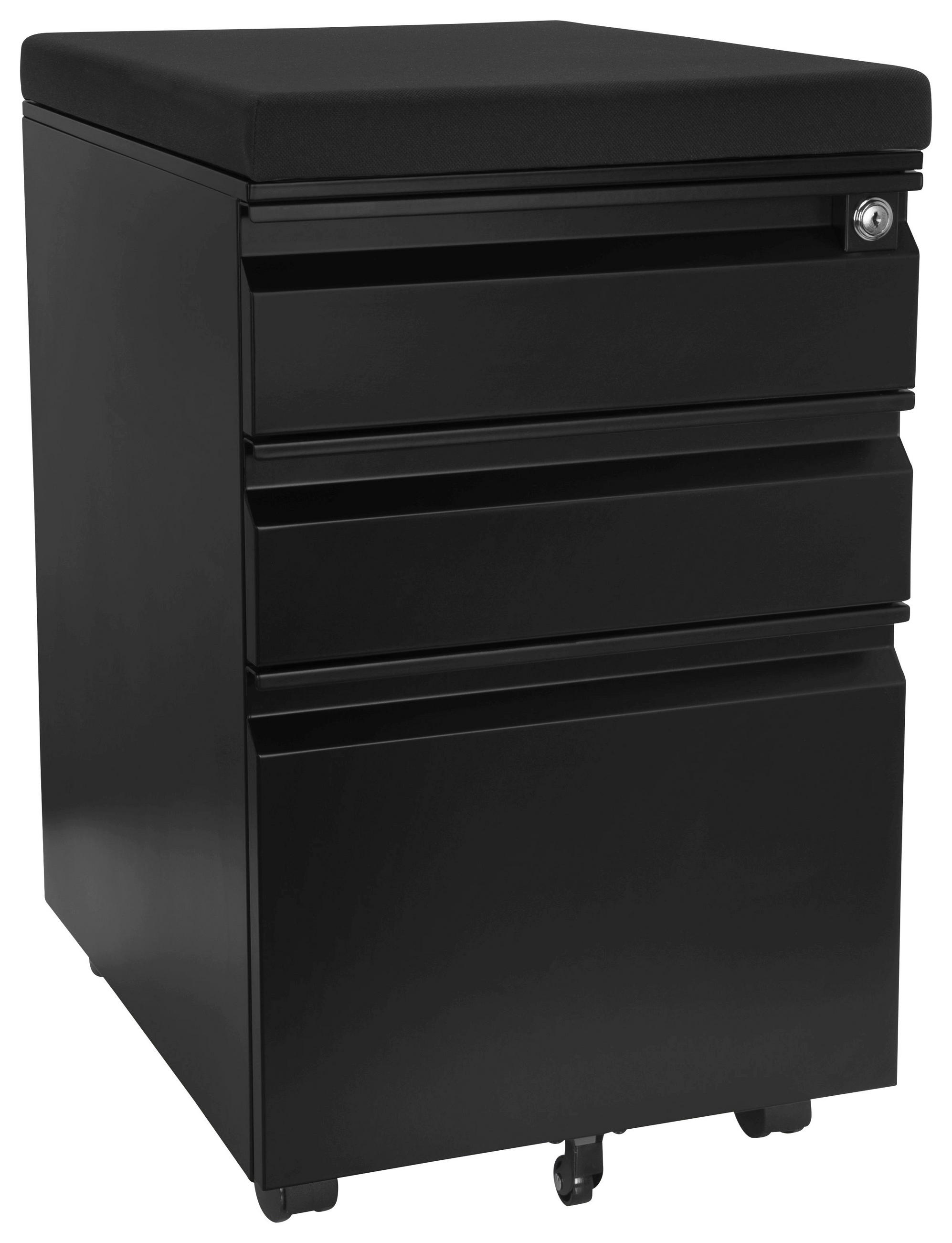 ROLLCONTAINER Schwarz  - Schwarz, MODERN, Kunststoff/Metall (39/60/50cm) - MID.YOU