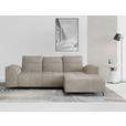 ECKSOFA Taupe Cord  - Taupe/Schwarz, KONVENTIONELL, Textil/Metall (290/196cm) - Carryhome