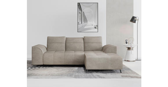 ECKSOFA Taupe Cord  - Taupe/Schwarz, KONVENTIONELL, Textil/Metall (290/196cm) - Carryhome