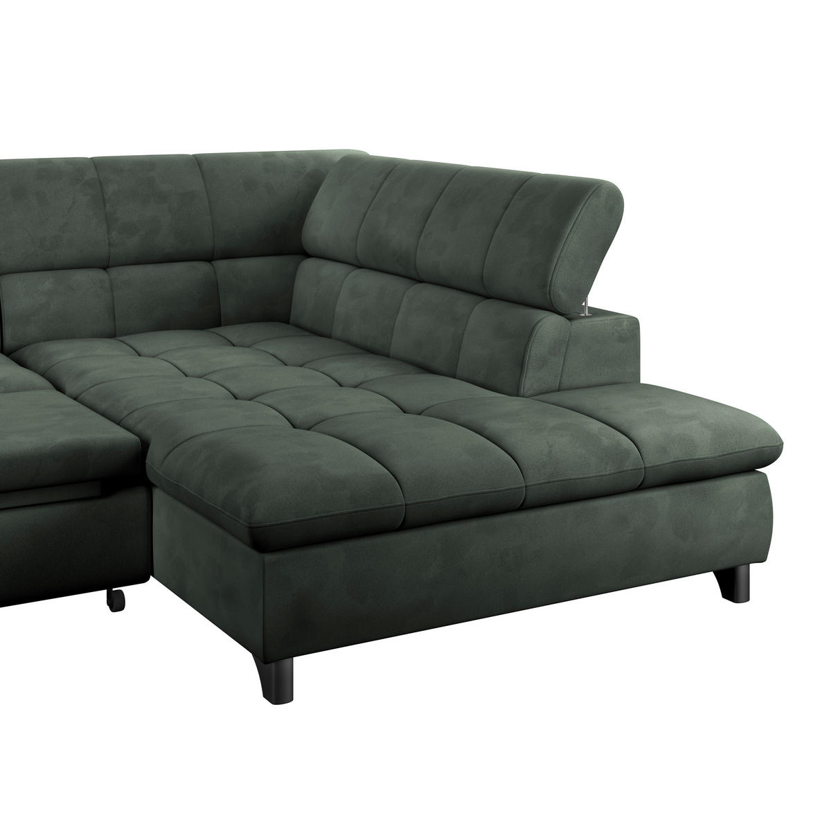 ECKSOFA Grün Chenille  - Chromfarben/Grün, KONVENTIONELL, Textil/Metall (312/234cm) - Livetastic