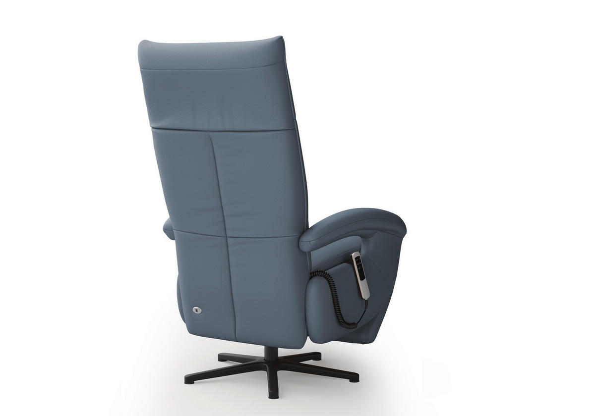 SESSEL in Echtleder Graublau  - Graublau/Schwarz, Konventionell, Leder/Metall (74/112/82cm) - Sit & More