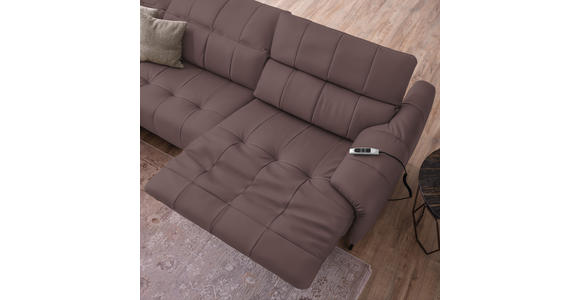 ECKSOFA in Echtleder Altrosa 165/313 cm - Beige/Schwarz, Design, Leder/Metall (165/313cm) - Emilio Belluti