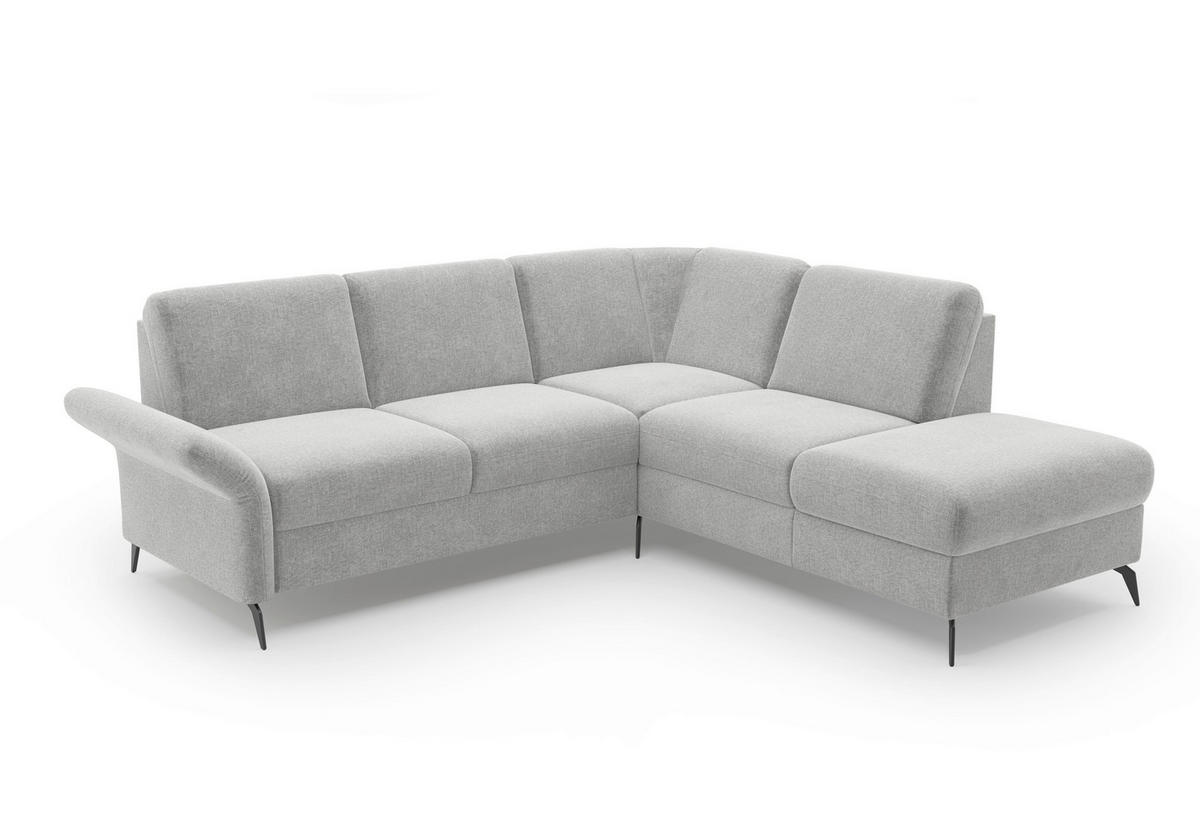 ECKSOFA ROCHELLE E Hellgrau Flachgewebe  - Hellgrau/Schwarz, KONVENTIONELL, Textil/Metall (240/216cm) - Sit & More