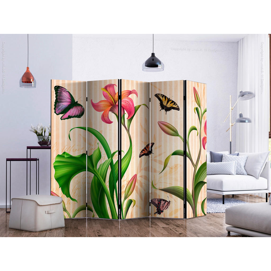 Thumbnail - artgeist Paravent, Mehrfarbig, Holz, Textil, Kiefer, massiv, Vintage, 225x172x3 cm, Motiv auf Vorder- und Rückseite, Woh...
